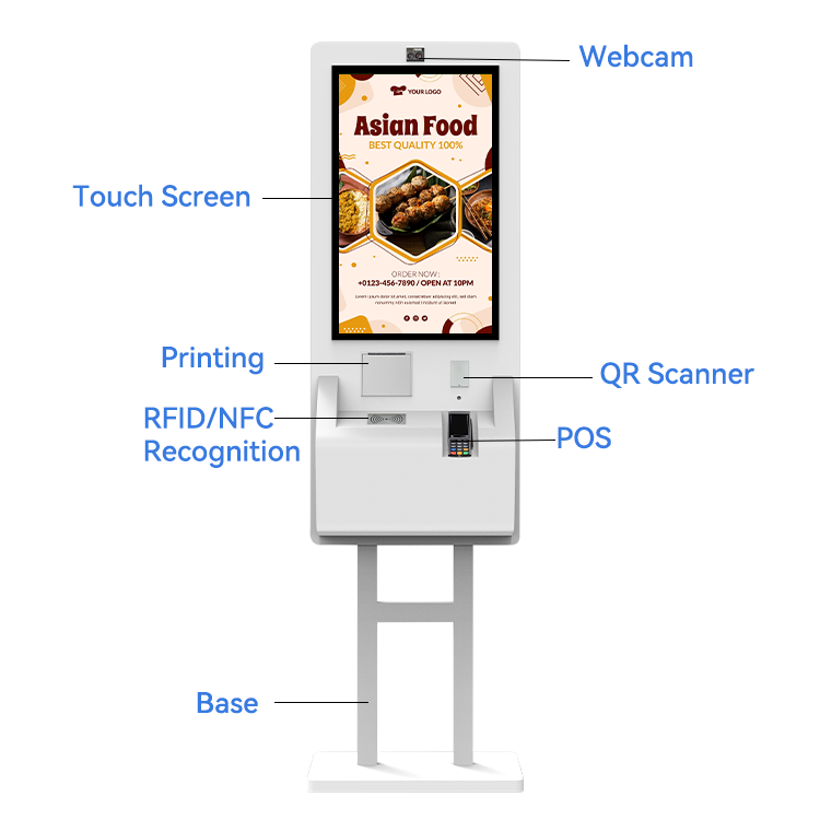 2024 New Floor Stand Touch Screen Hotel Automatic Ordering Payment Terminal kiosk for Retail Shop 8