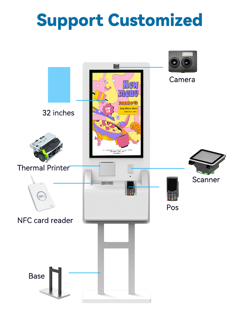 2024 New Floor Stand Touch Screen Hotel Automatic Ordering Payment Terminal kiosk for Retail Shop 4