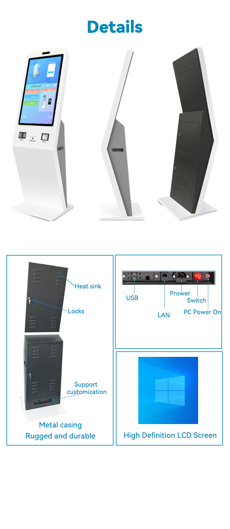 OEM ODM Touch Screen LCD Functional Self Service Payment Queue Kiosk for Shop Mall 4