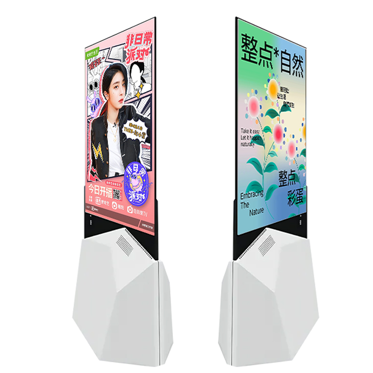 Floor Standing QLED Glass Double Sided Digital Ads Screen Digital Signal DIsplay