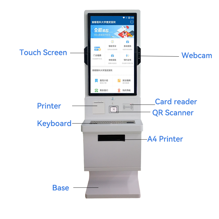 LX7013 Large LCD Touch Screen Hospital Top UP Self Service A4 Printer Sim Card Kiosk support OEM ODM 7