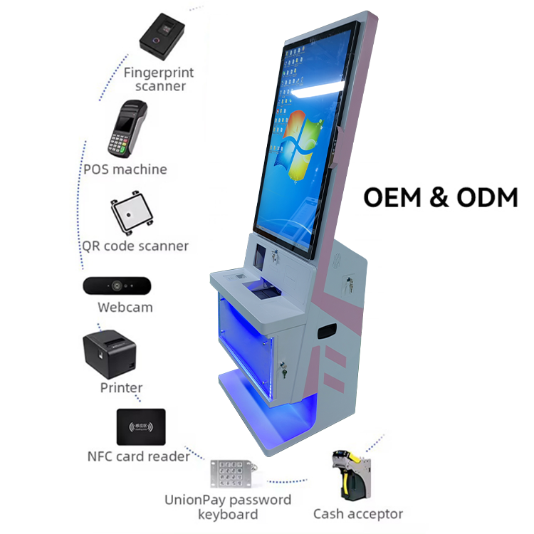 LX7013 Large LCD Touch Screen Hospital Top UP Self Service A4 Printer Sim Card Kiosk support OEM ODM 4