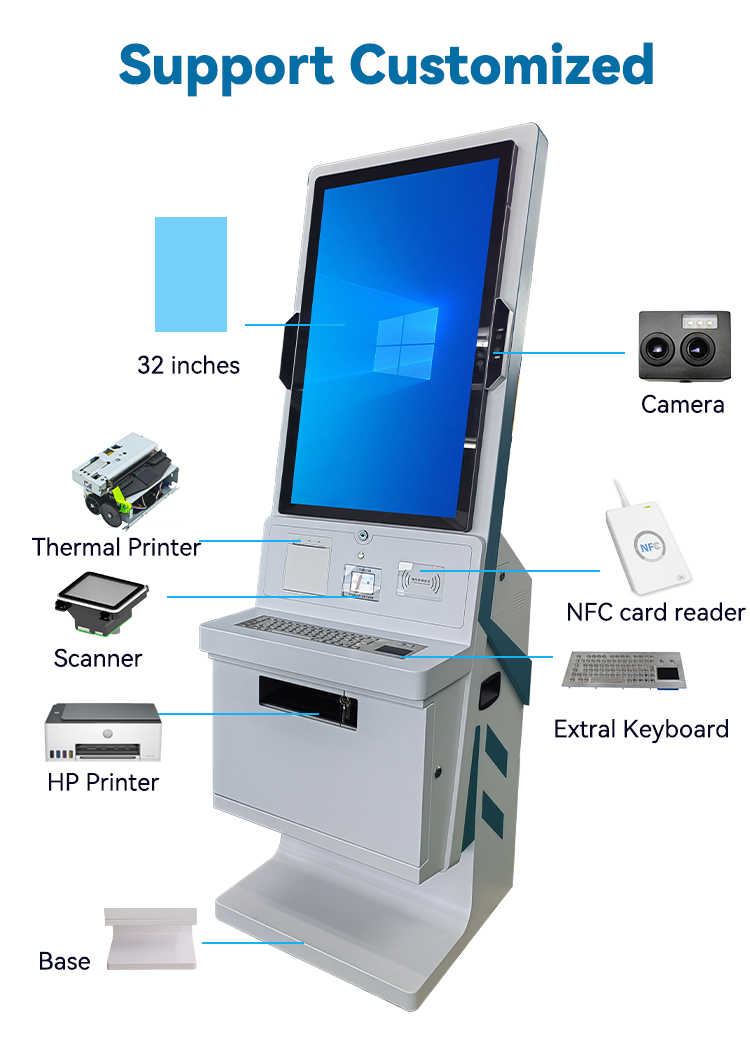 LX7013 Large LCD Touch Screen Hospital Top UP Self Service A4 Printer Sim Card Kiosk support OEM ODM 6
