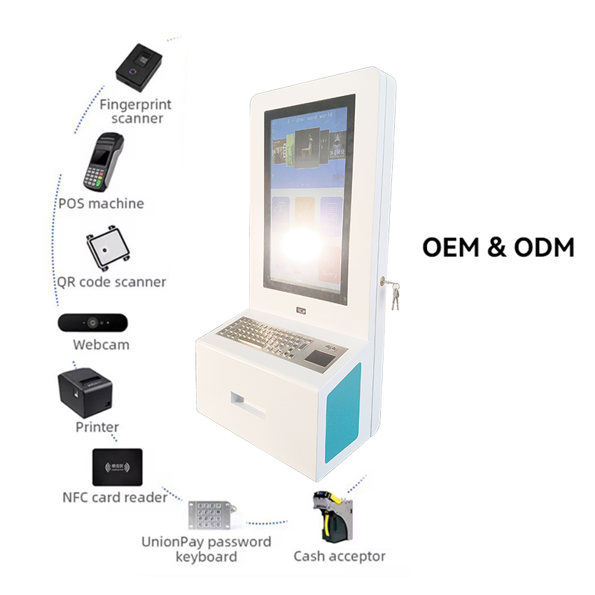 21.5 Inch POS Terminal Holder Desktop Wall Mount McDonald Kfc Food Ordering Kiosks Self Service Payment Kiosk Restaurant 5