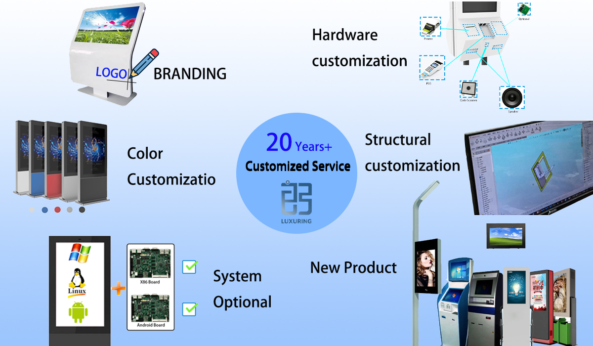 LX8009 LCD Touch Screen Rotable Floor Standing Advertise Digital Signal Screen Kiosk