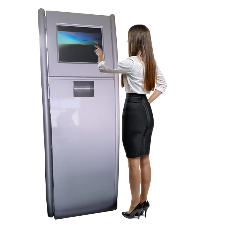 Silver Touch Screen Self-Service Kiosk with Keyboard - Ideal for Hospitals, Banks, Government Halls