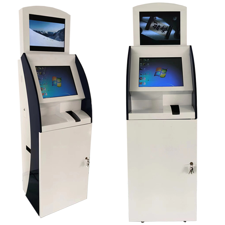 LX2038 Dual Screen Floor Standing hospital Touch Screen Self Service Top up  Payment Kiosk with POS Card reader 2
