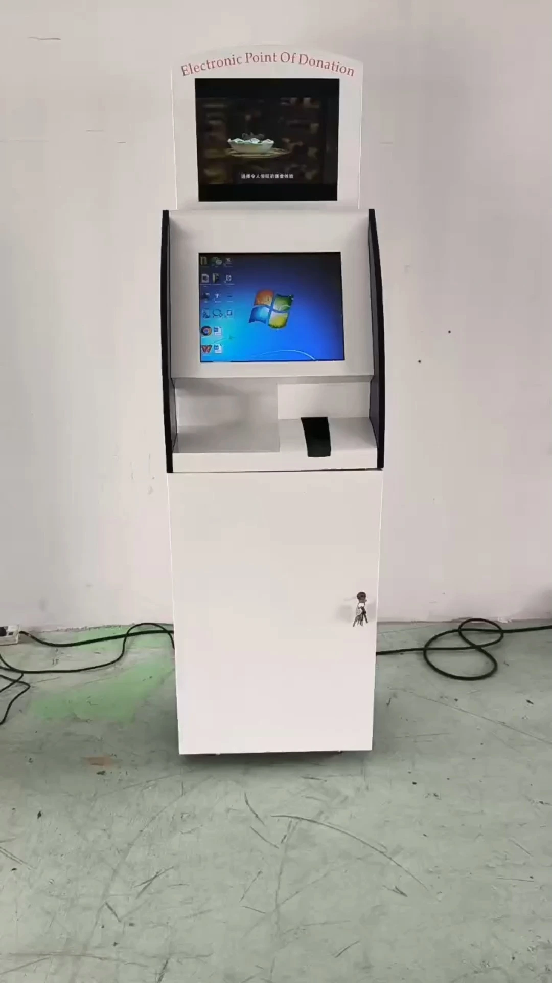 LX2038 Dual Screen Floor Standing hospital Touch Screen Self Service Top up  Payment Kiosk with POS Card reader 1