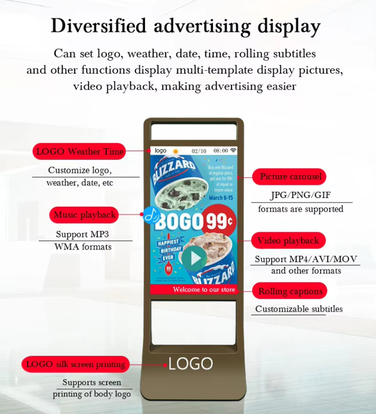 Indoor Digital Signage and Display Infrared Smart touch Screen Kiosk Floor standing digital display 8