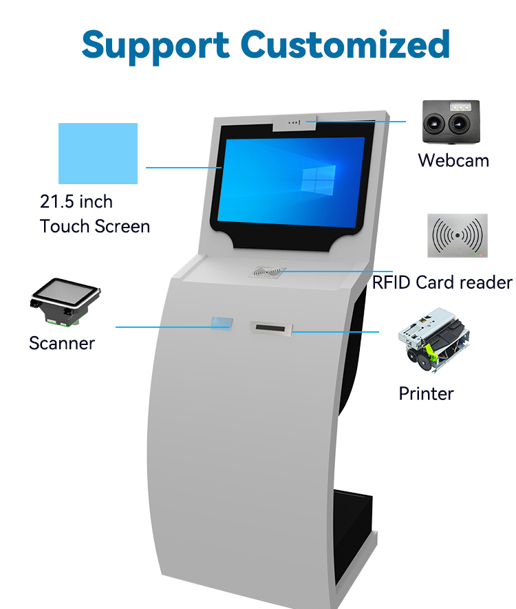 LX9016 Floor Standing Android Windows Touch Kiosk Restaurant Hospital Clinic Bank Queue Management System Self Service Kiosk 5