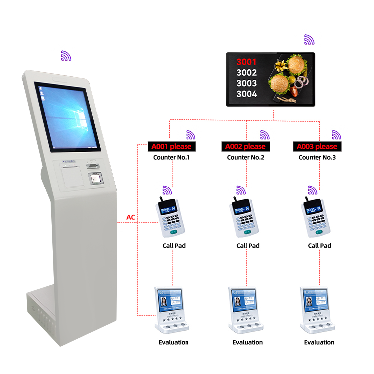 Bank Hospital Hall queuing management system ticket vending machine touch screen queuing number machine queuing system
