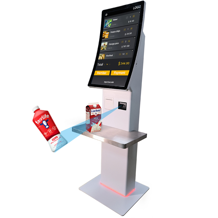 32inch Curved Touchscreen checkout Automated Terminal Machine kiosk Self-checkout Machine For supermarket