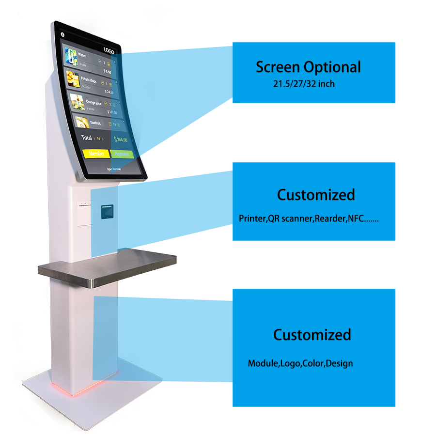 32 inch full HD Touch Screen Android Self Service Ordering Kiosk for Smart Restaurant and Supermarket free floor standing