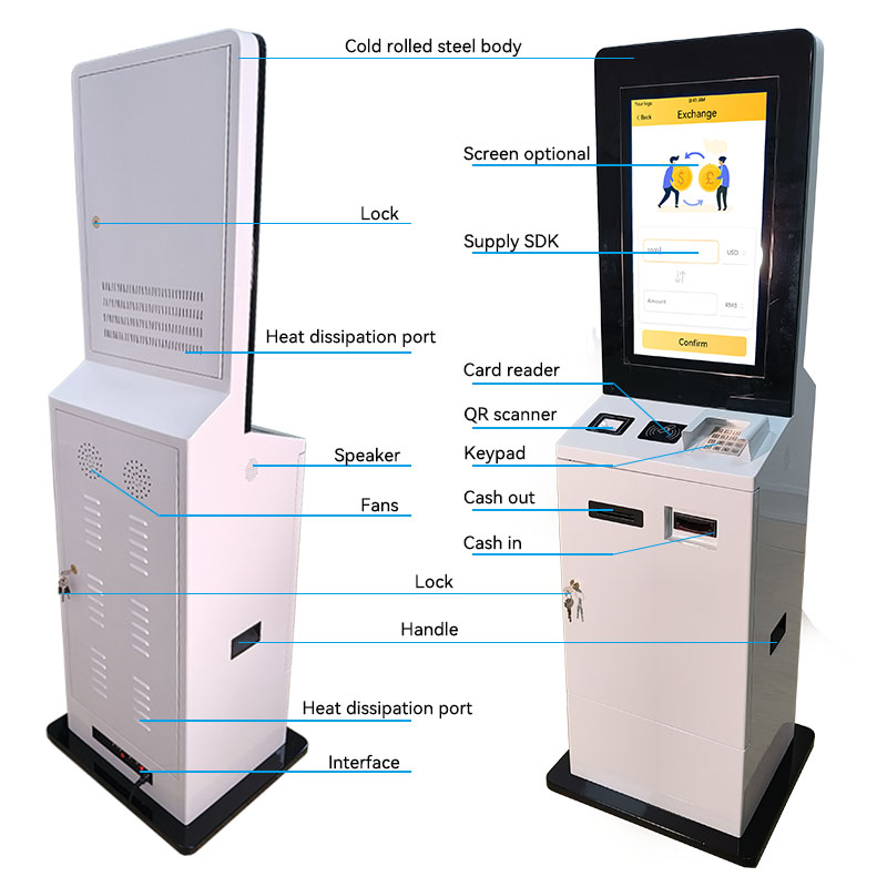 Functional Touch Screen A4 Printer Cash in Cash out QR Scanner Car Insurance Printing Kioskc Ticket Kiosk 5