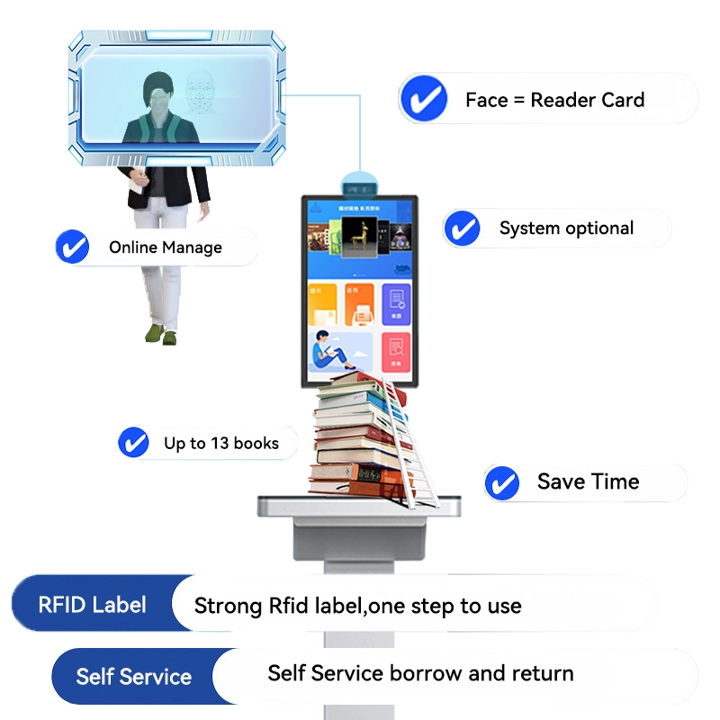 Book Reader Kiosk Smart Android Touch Terminal Intelligent Searching System Small Self Checkout Counter for Bookstore Library 1