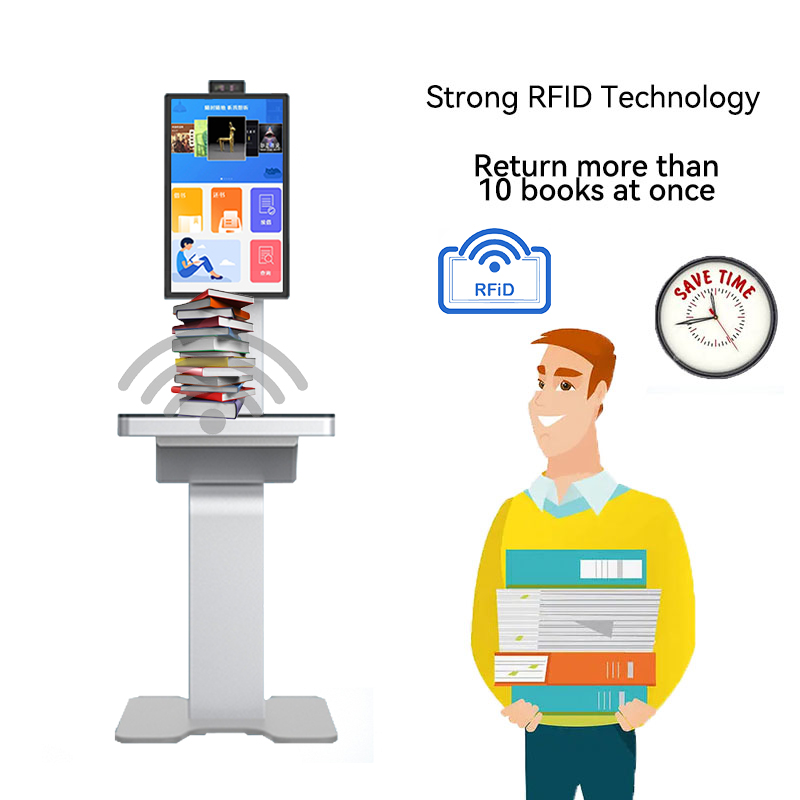 Self-service Reception Kiosks Hospital Registration School Library Self Check Kiosk with Passport Scanner Printer Payment 2